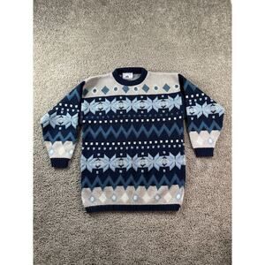 VINTAGE 90s Bay Point Threads Fair Isle Sweater Womens Medium Acrylic Pullover